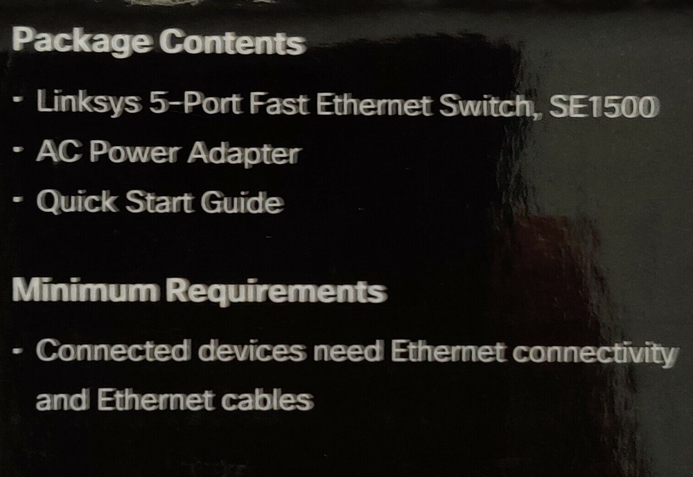 Cisco Linksys 5-port Switch Fast Ethernet SE1500 + Power Adapter