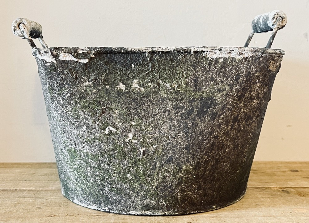 2 Metal Planters/Storage Containers With Handles Textured Weathered Rustic