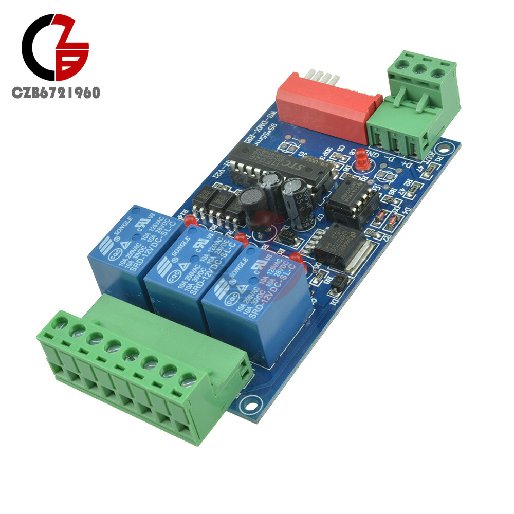 DMX512 Relay Decoder RGB LED Dimmer 3 Channel 12V 5A Relay Switch Controller
