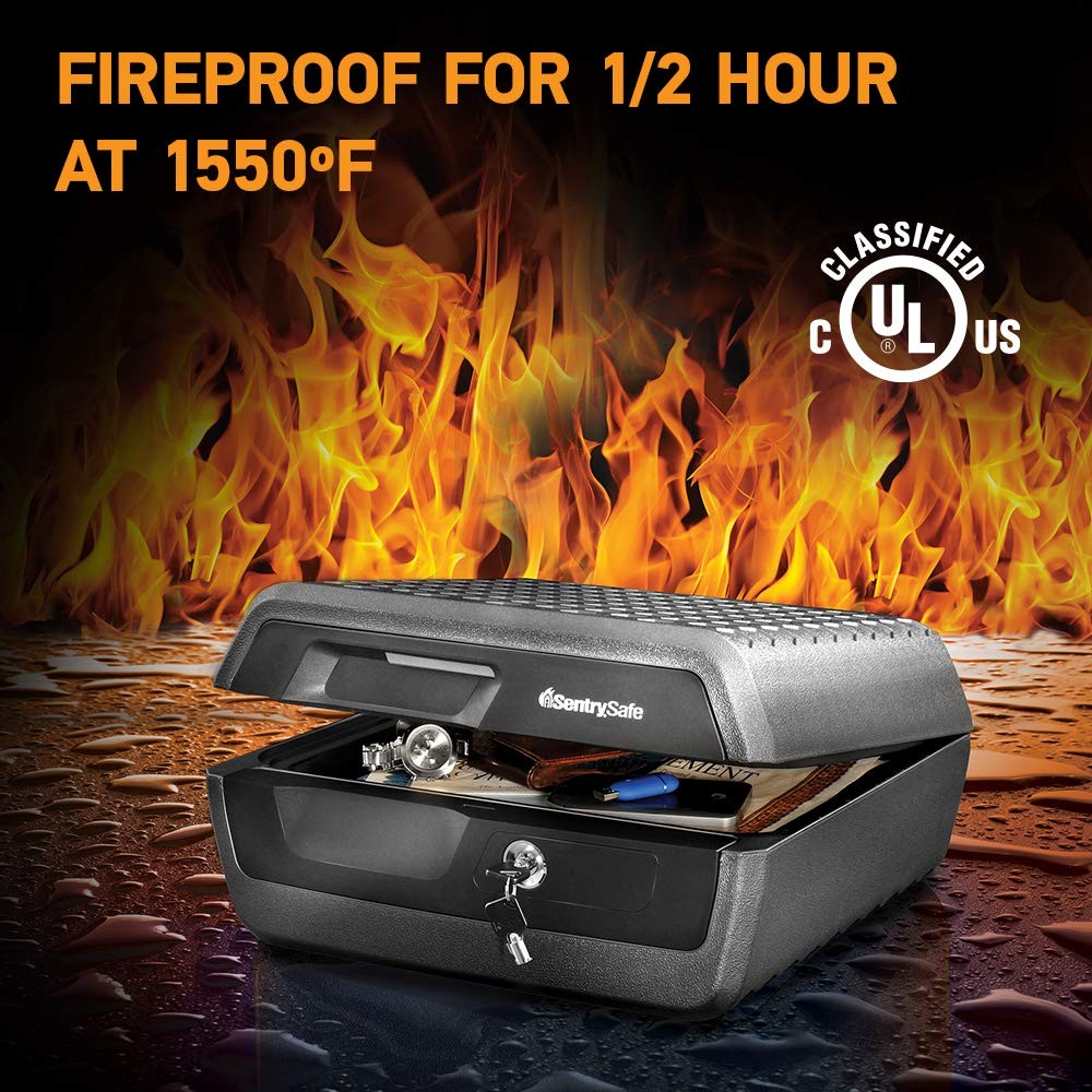 SentrySafe Fireproof and Waterproof Document Safe with Key Lock, Lock Box for...
