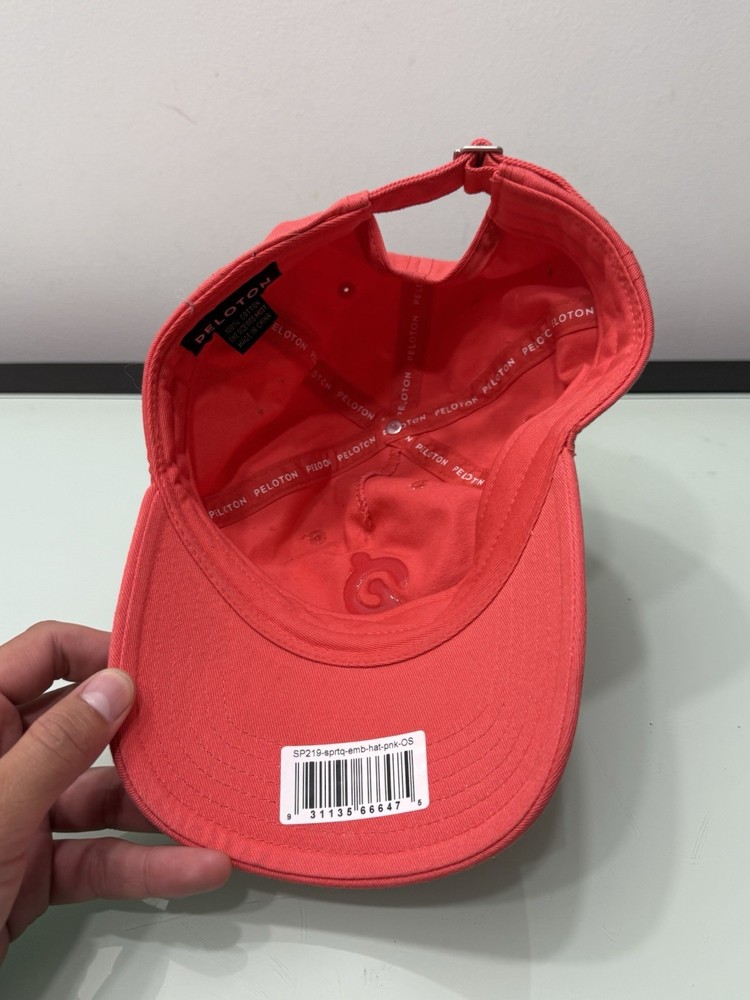 PELOTON Adjustable Strapback Hat Cap Embossed Logo CORAL