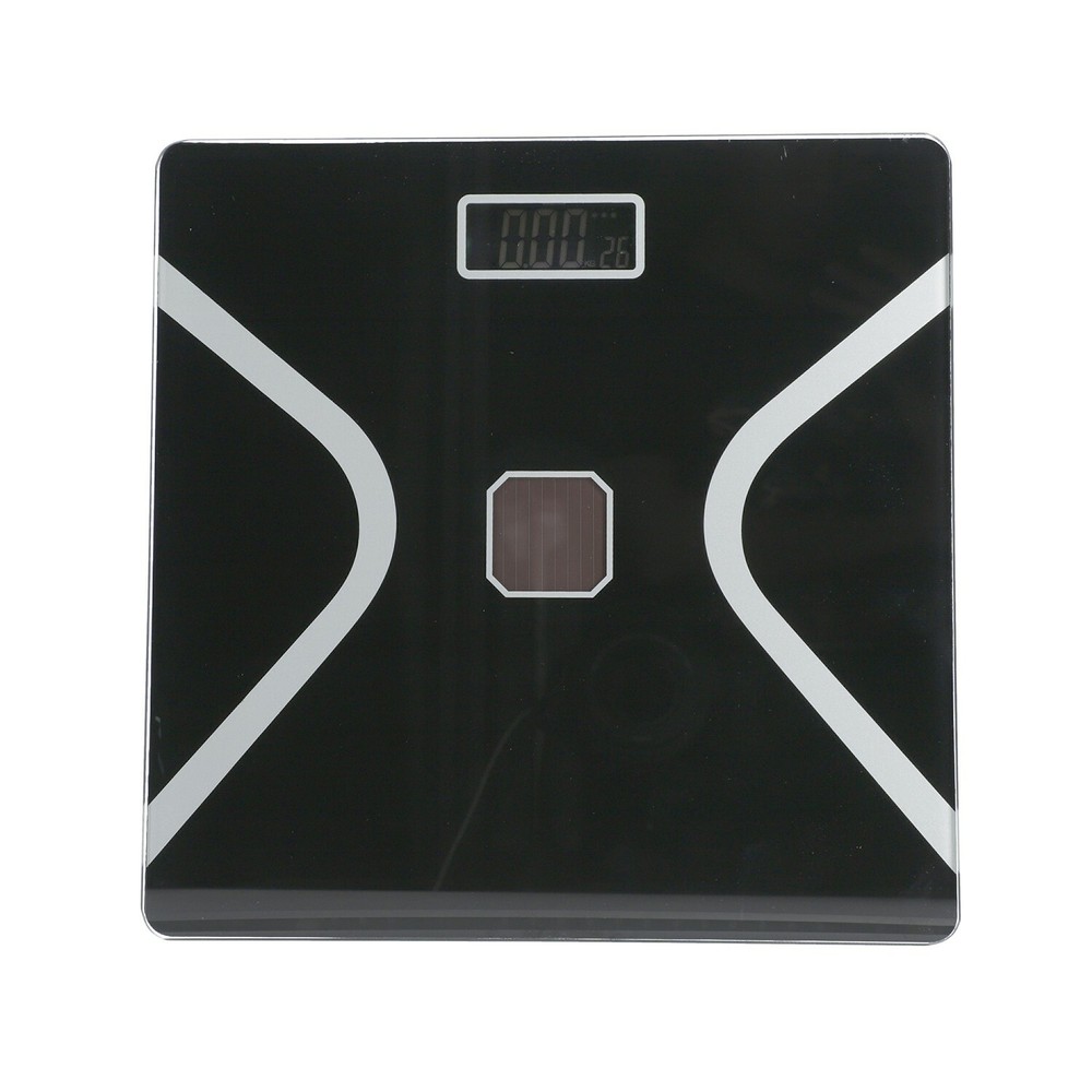 Black Bluetooth Solar Body Scale Weight Machine USB Solar Charging Function