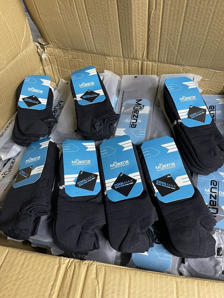 3 Pair Compression Athletic No Show Running Socks w/ CoolMax, Black, Size Large