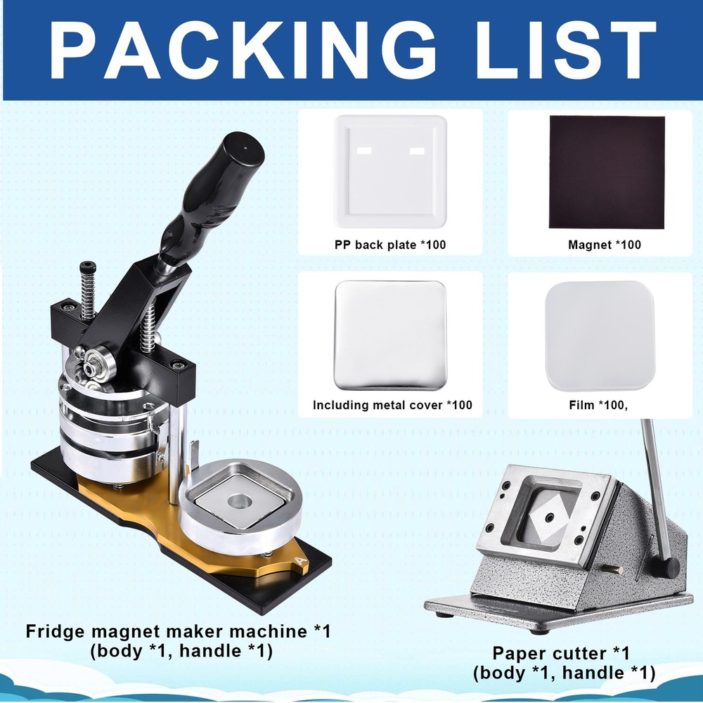 Fridge Magnet Button Making Machine Square Refrigerator Magnets Maker Cutter