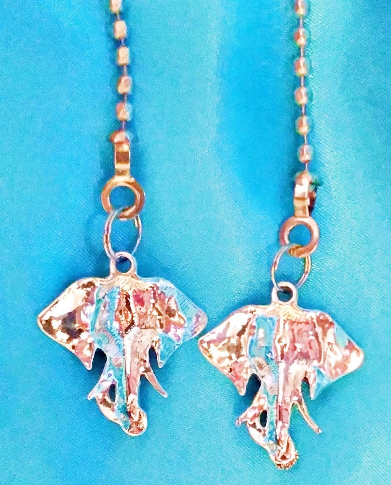 Set of Two ~ Elephant Chakra Small Metal ~ Ceiling Fan Pulls