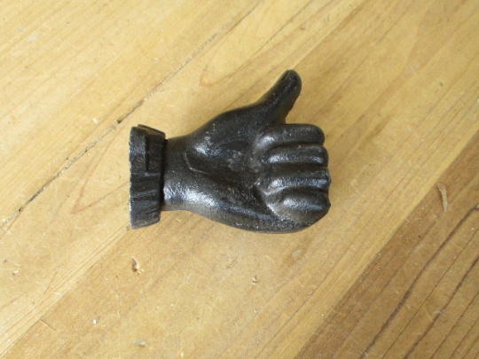 6 Cast Iron Hand Wall Mounted Hook Door Knob Pulls Thumbs Up Drawer Pull Black