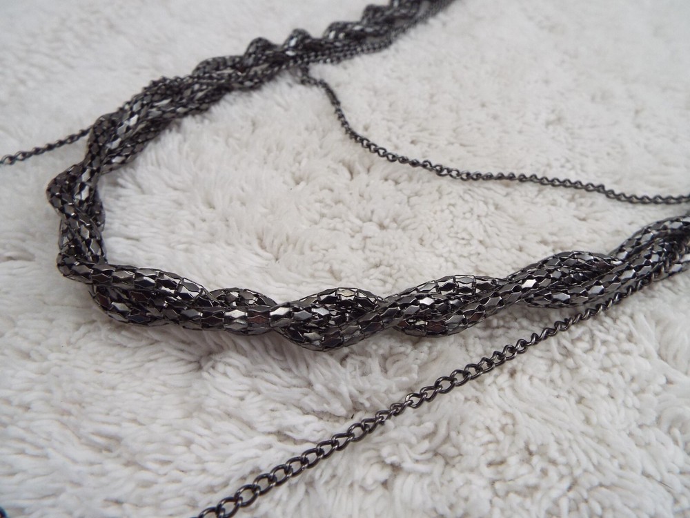 Gunmetal Mesh Chain Necklace (H1)