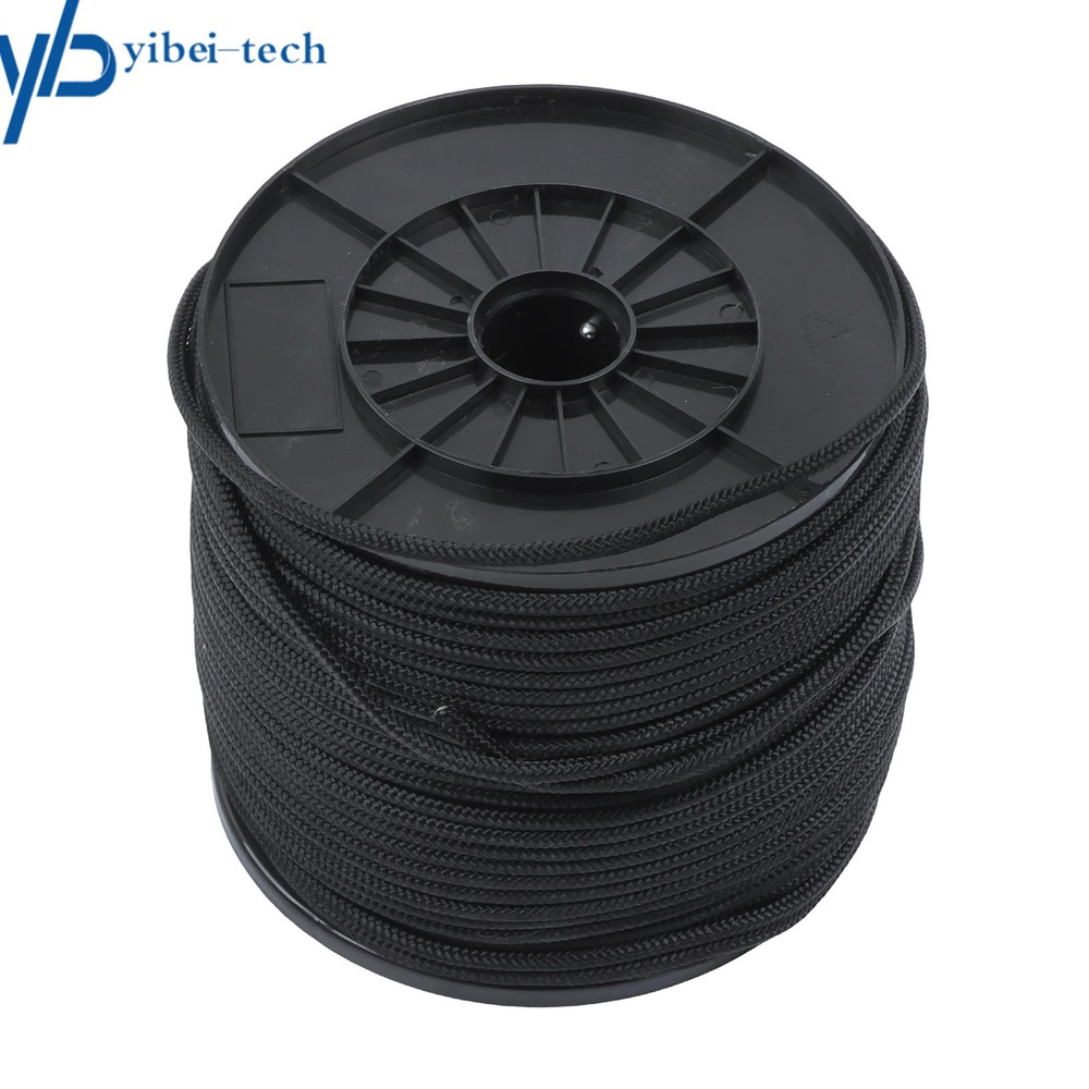 1/4 Inch Nylon Polyester Cord 500 Foot Spool Solid Braid Industrial Grade Black