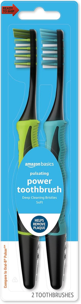 Pulsating Deep Cleaning Toothbrushes with Soft Bristles, 2 Count, Assorted Colo