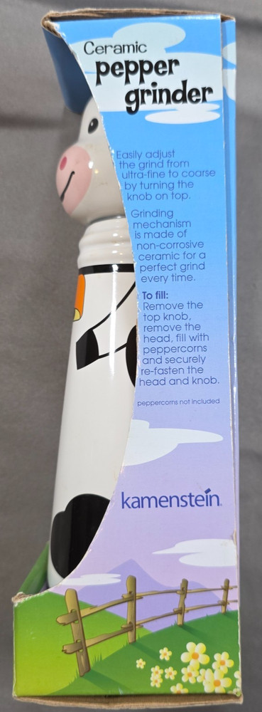 Kamenstein Cow Pepper Grinder Ceramic Hand Painted Kitchen Decor