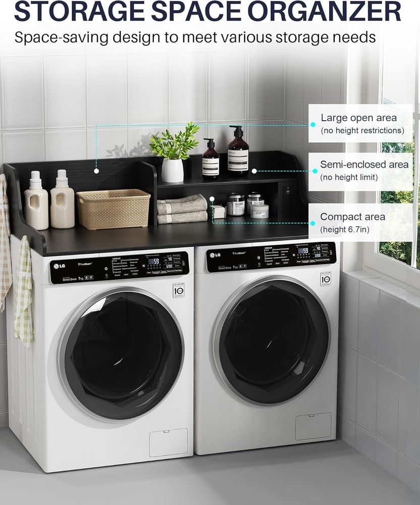 Laundry Countertop with Outlet 54 Inch Black