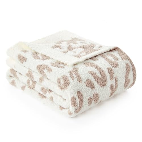 Leopard Throw Blanket for Couch Bed Sofa 50x60 Throw(50"x60") Leopard Beige