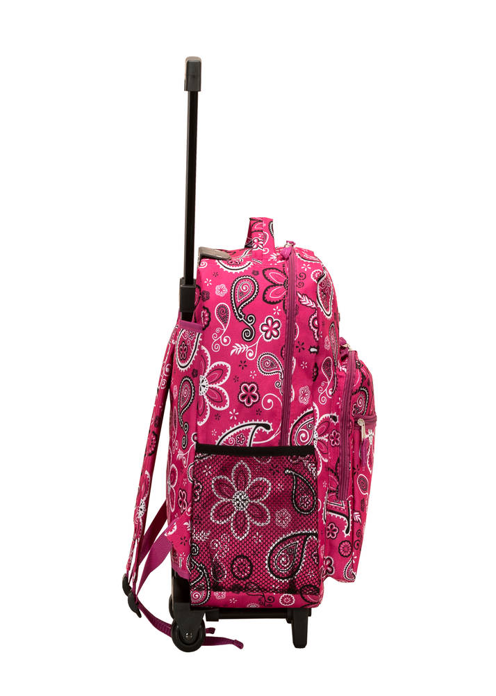 Rolling Backpack With Wheels School Travel Wheeled Retractable Carry-on Handle