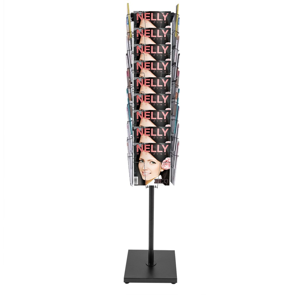 Rotating Holders 36 Pockets Floor Mount Brochure Organizer Display Stands Black