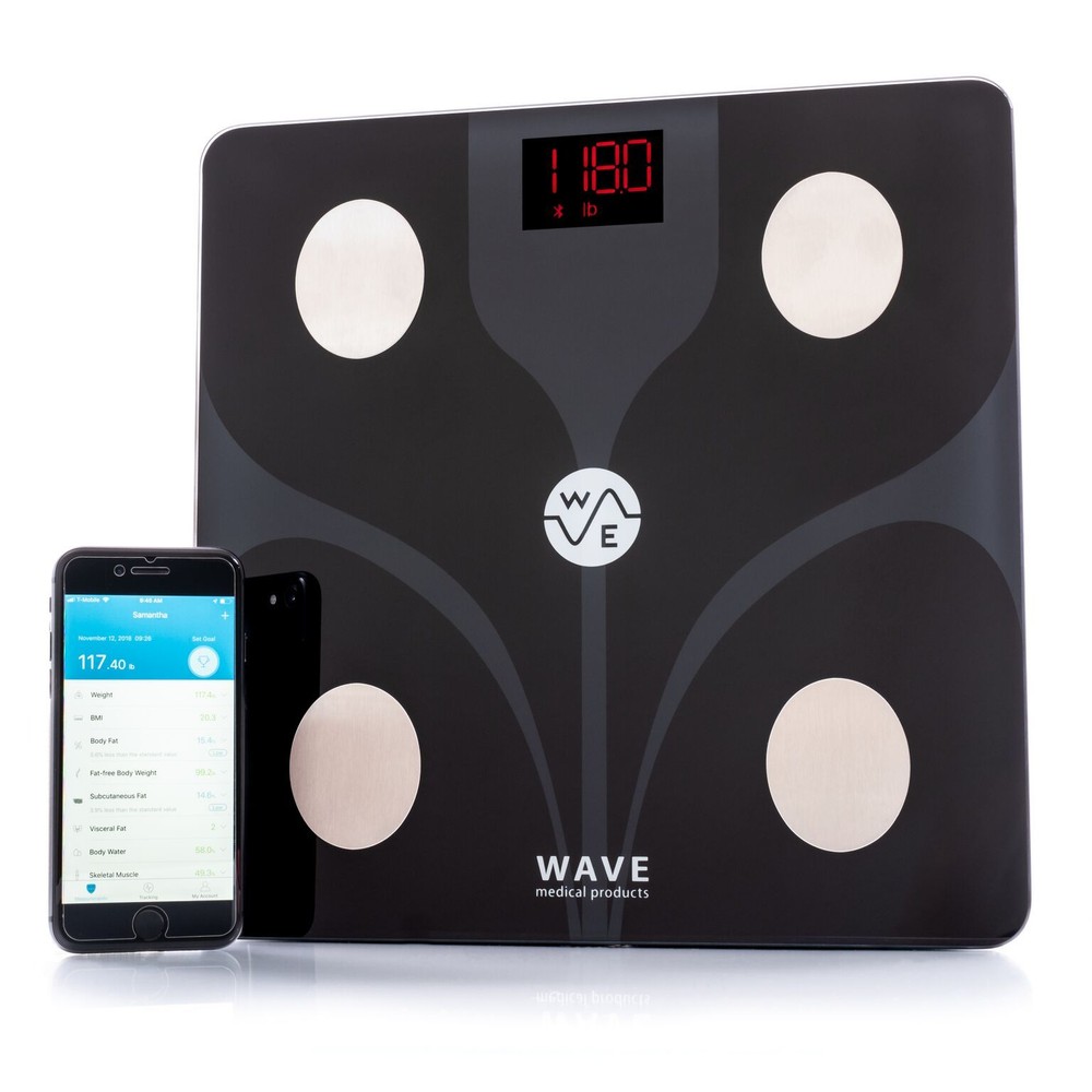 WAVE Smart Digital Bathroom Weight Fat Scale Body BMI Mobile Fitbit Bluetooth