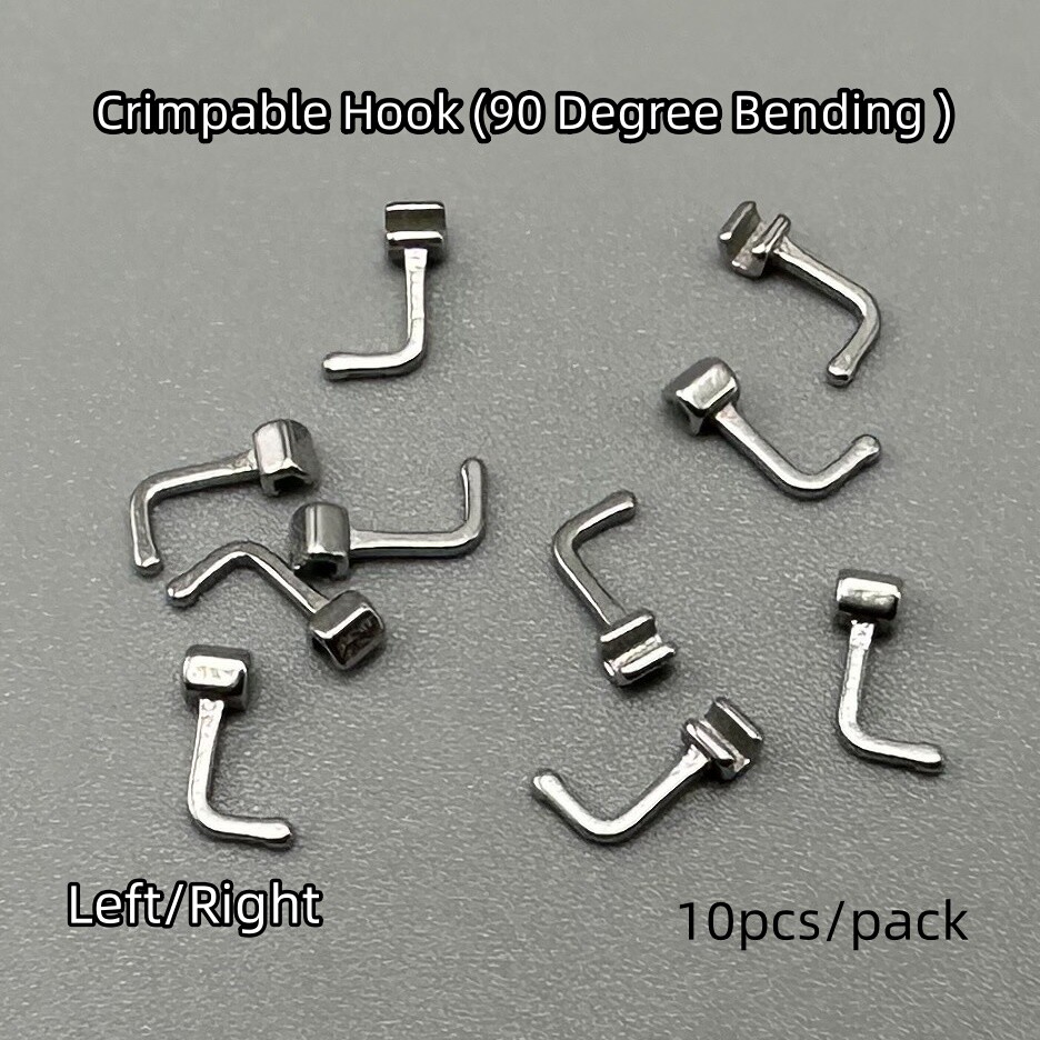 10pcs/pack Dental Orthodontic 90degrees Crimpable Hooks Right/Left Bending Hook