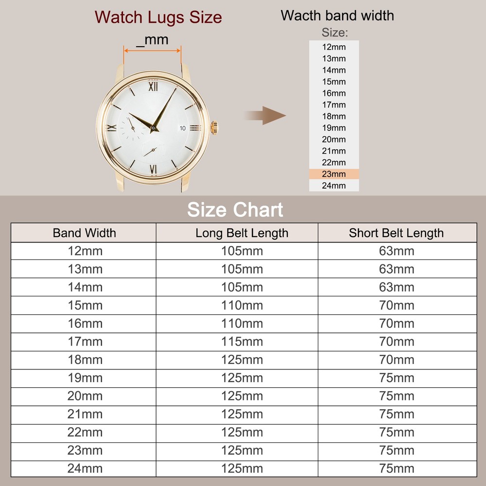 Leather Band Deployment Buckle Watch Strap 23mm Leather Strap, Red/Silver