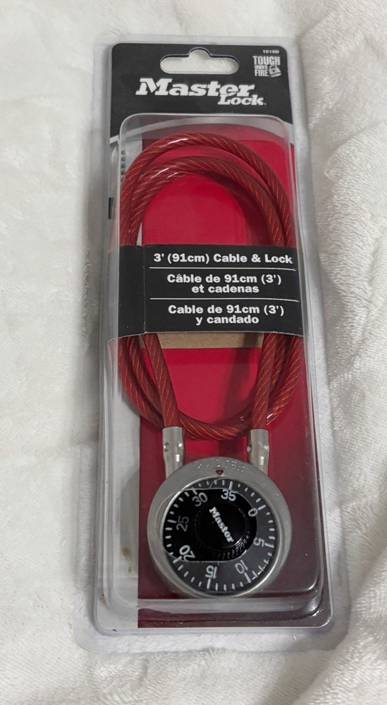 Master Lock, 1519D Touch Under Fire 3 ft. Red Cable and Lock