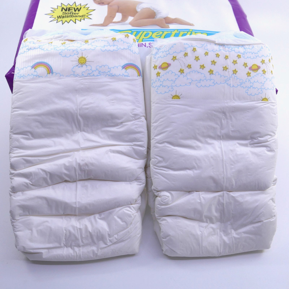TWO Vintage Huggies Large plastic backed diapers 1987