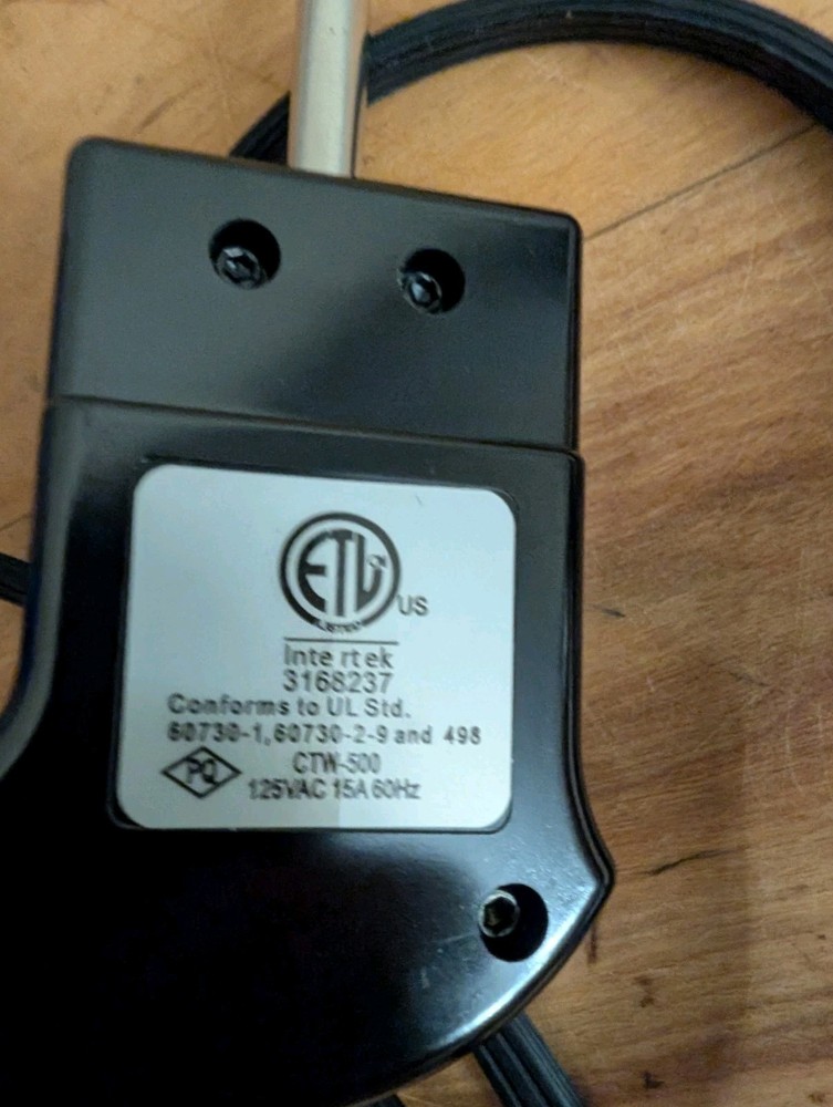 Intertek CTW 500 Heat Power Cord Control Probe Replacement Plug 3168237 Tested