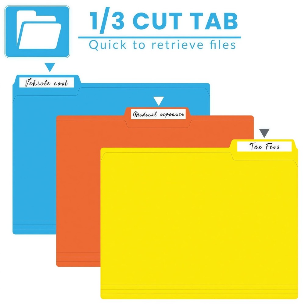 Colored File Folders Letter Size 120 Pack