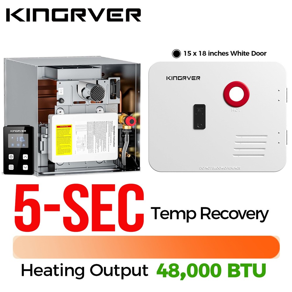 RV Tankless Water Heater 48000BTU Instant Hot Water W/ 15"x18" Door + Controller