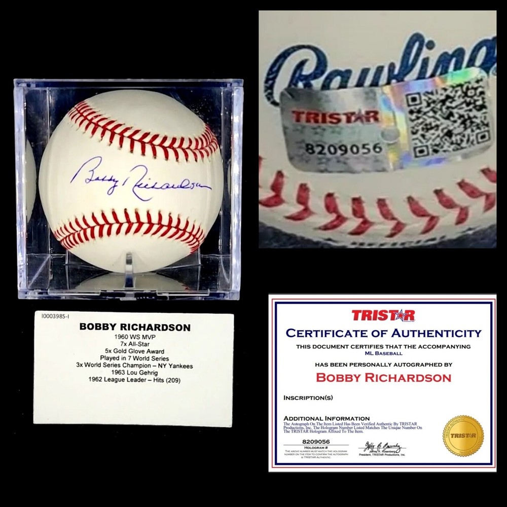 Bobby Richardson Single Signed Tristar OML Autograph Baseball Auto