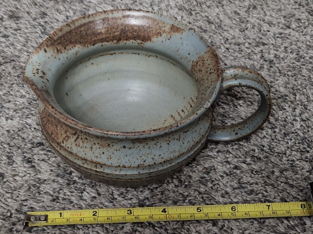Stoneware Signed Large Cup Pourer Creamer Earthware