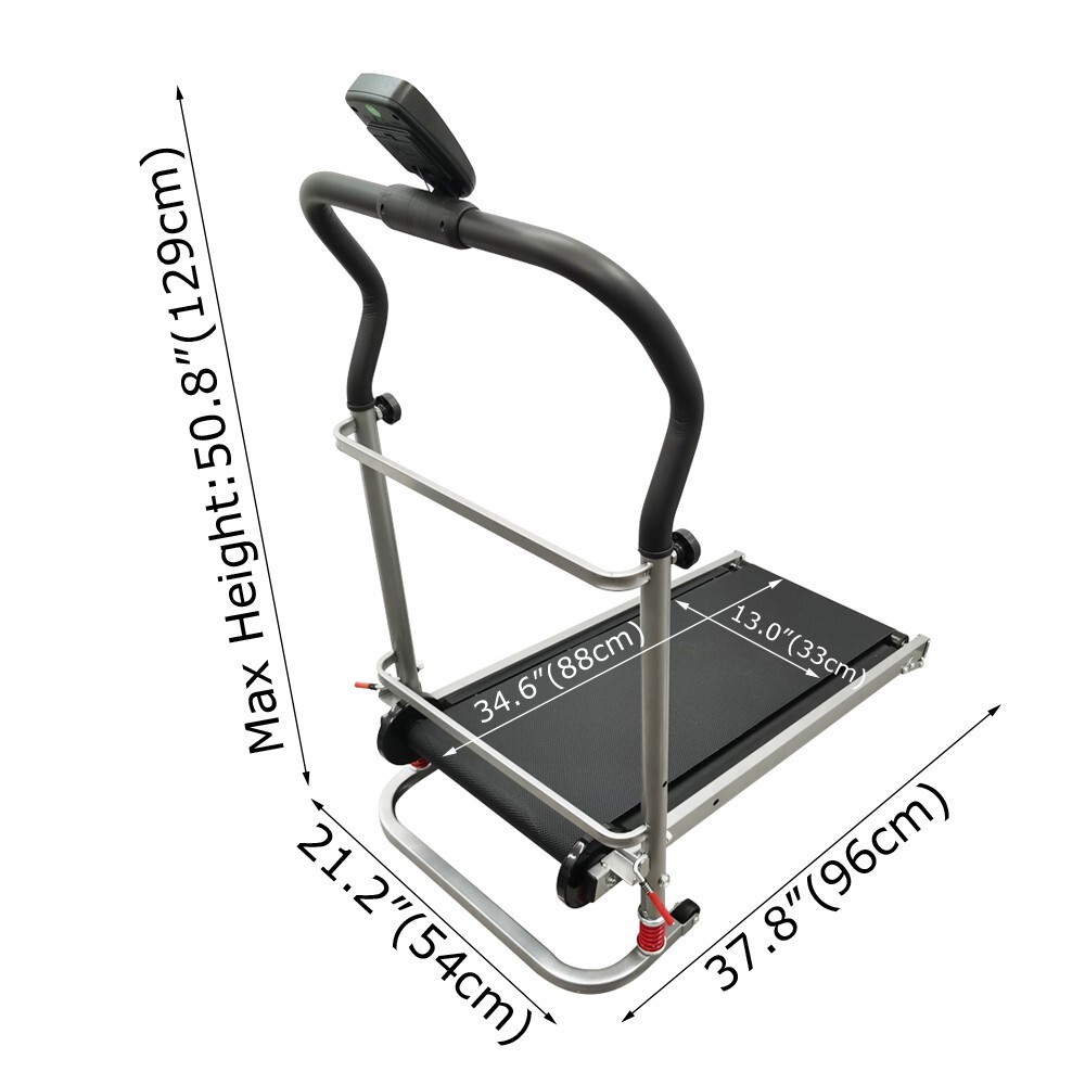 Foldable Mechanical Treadmill Walking Exercise Machine for Home Max Load 242.5LB