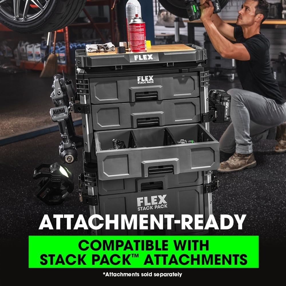 3-Drawer Stackable Tool Box Storage Case Organizer, Heavy Duty, Grey & Black