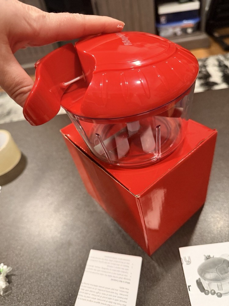 Prepology Manual Pull Function Food Chopper Red 3-Layered Blade