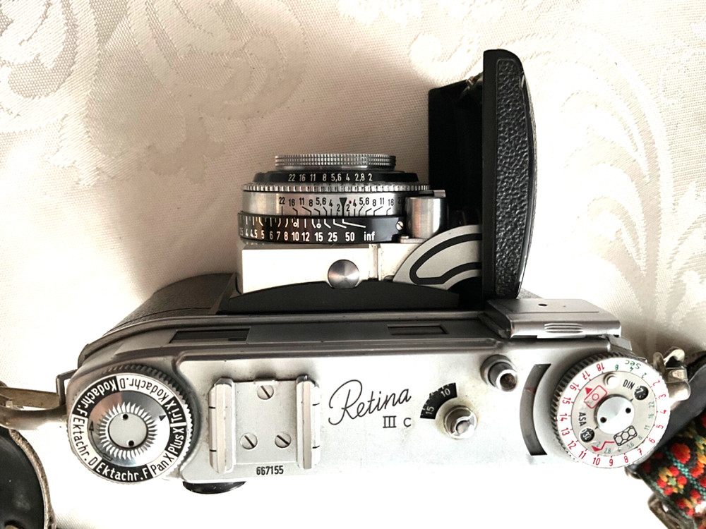 Vtg Kodak Retina IIIc Rangefinder 35mm Black Camera +strap+Case Germany Work