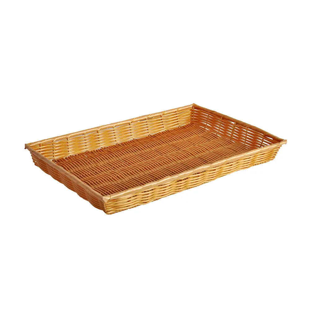 Thunder Group 18" x 13" x 2" Natural Tan Polyproylene Rectangular Basket