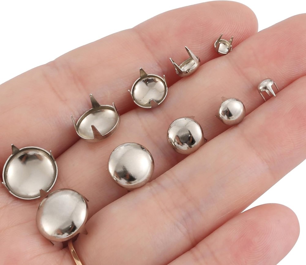 1220 Pcs Assorted Sizes Studs for Clothing Leather Rivets Round Dome Studs an...