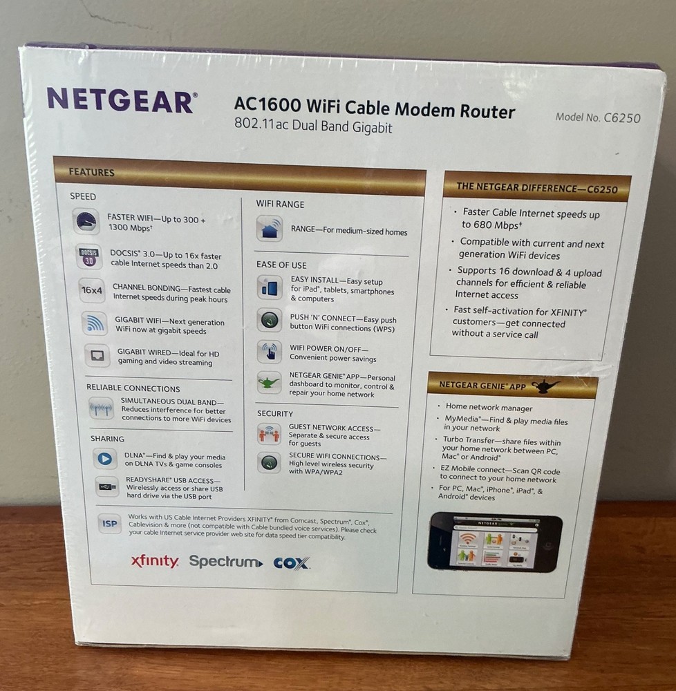 NETGEAR AC1600 WiFi Cable Modem Router