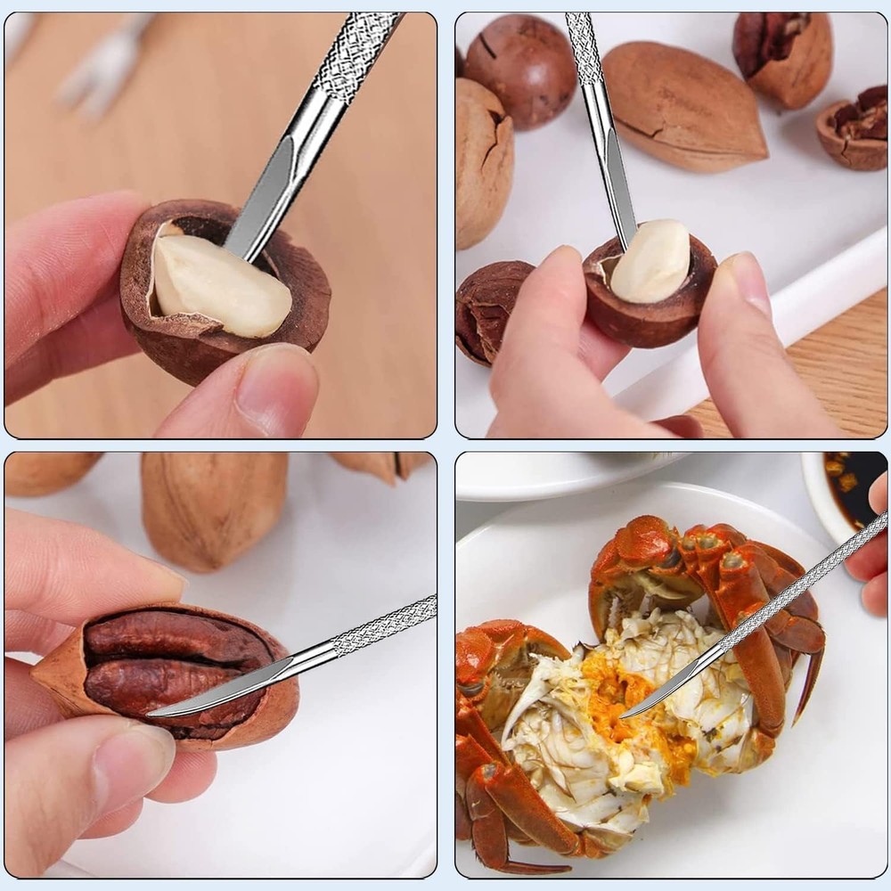 Nut Cracker 2Pcs and 4 Picks,Stainless Steel Tool Set for...