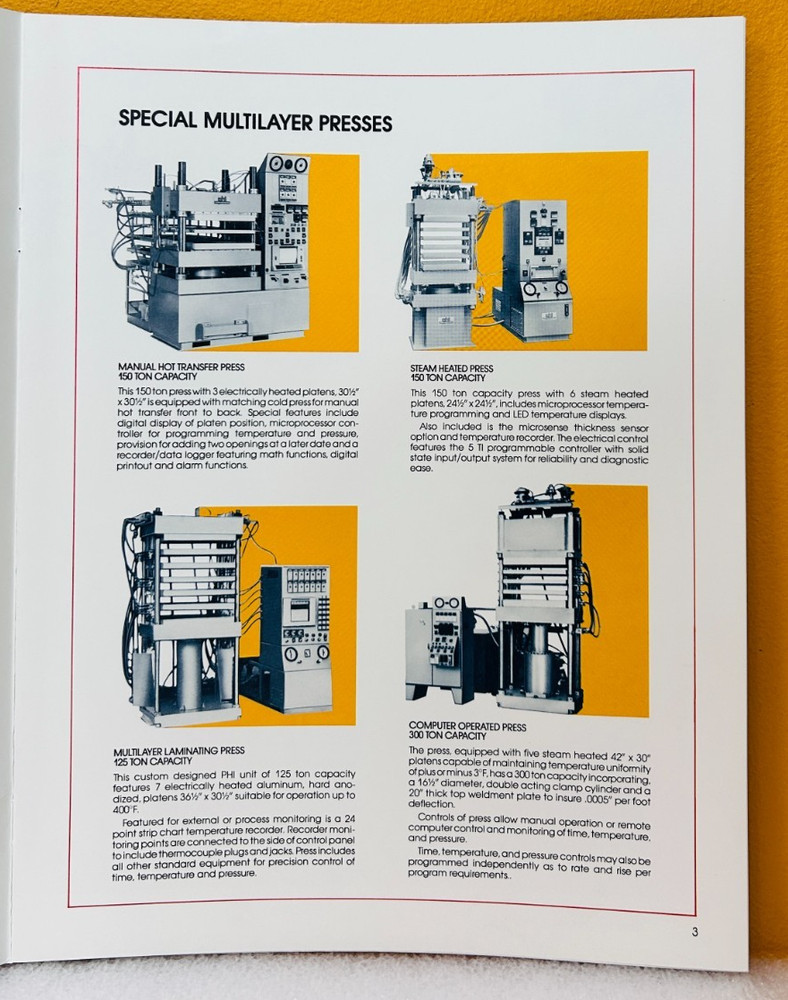 PHI Multilayer Presses Bulletin No 1021 Catalog.
