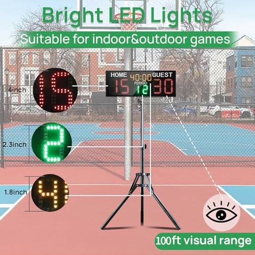 LED Super Bright Electronic Scoreboard with Timer Clock, Battery Powered