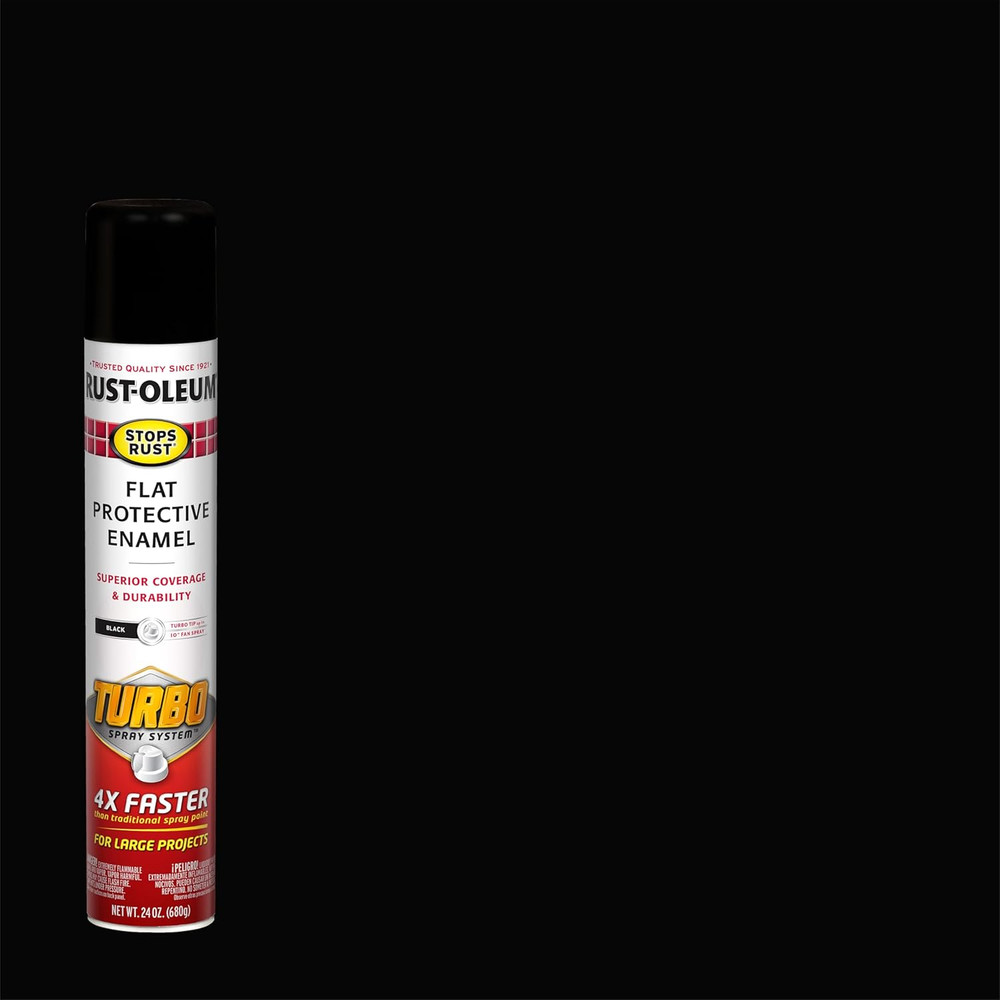 376298 Stops Rust Turbo Spray System Spray Paint, 24 Oz, Flat Black