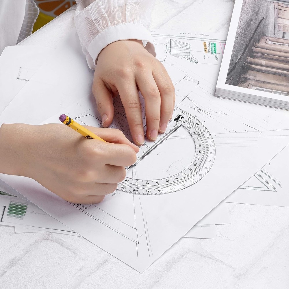 6-Inch Clear Plastic Protractor 3 Pack for Geometry - Precision Measuring Tool