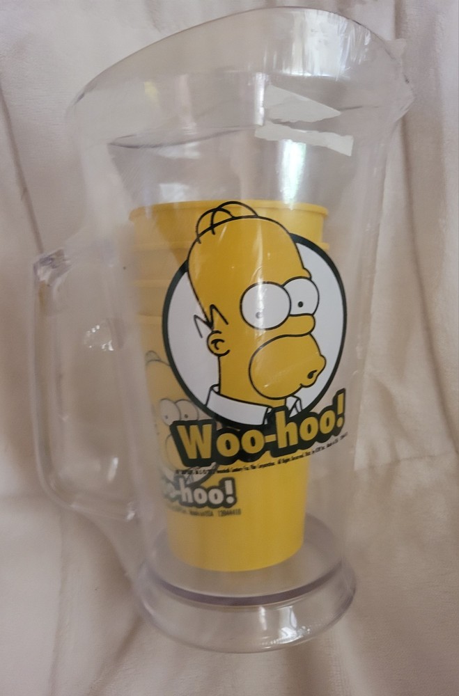 Homer Simpson Plastic Pitcher D'oh With 4 Cups