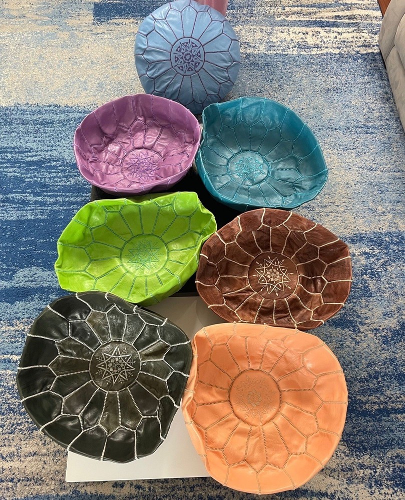MOROCCAN LEATHER POUFS