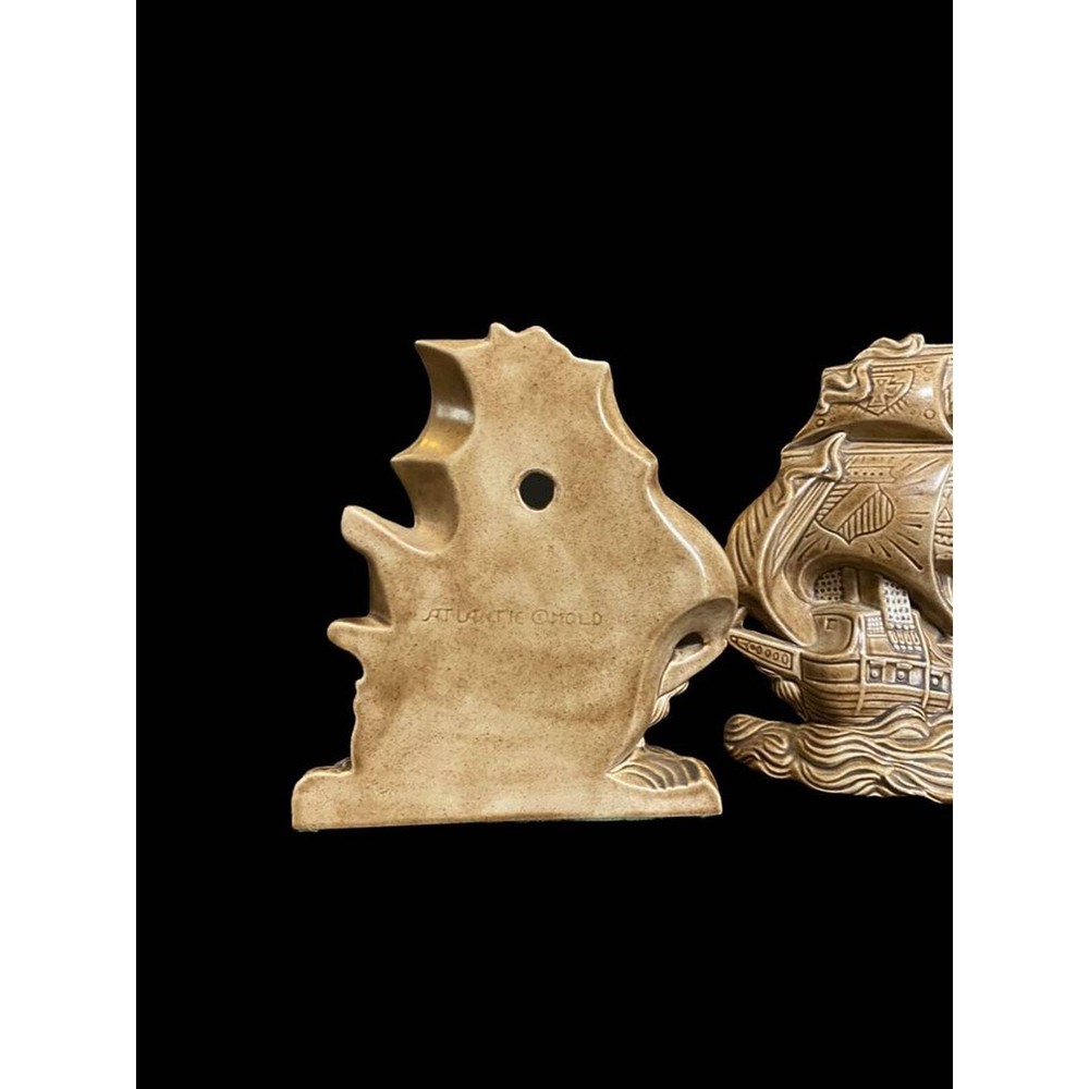 Vintage ceramic ship bookends