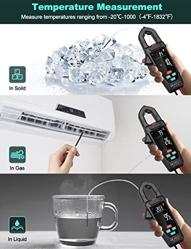 Digital Clamp Meter Multimeter for AC/DC Current & Voltage, Auto-ranging 9999