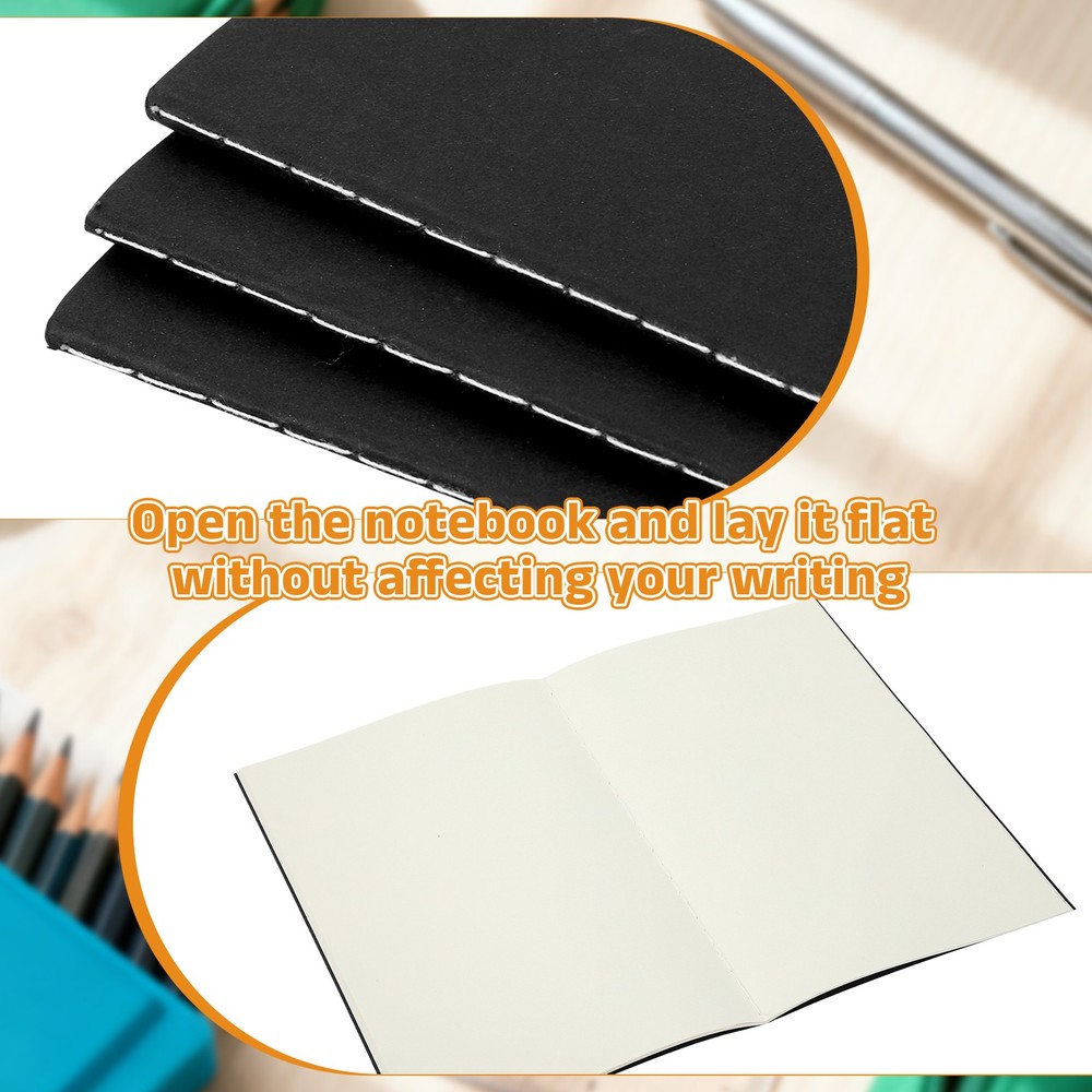 3 Pack A5 Notebook, A5 Journal Mini Notebook Pocket Unlined,Black
