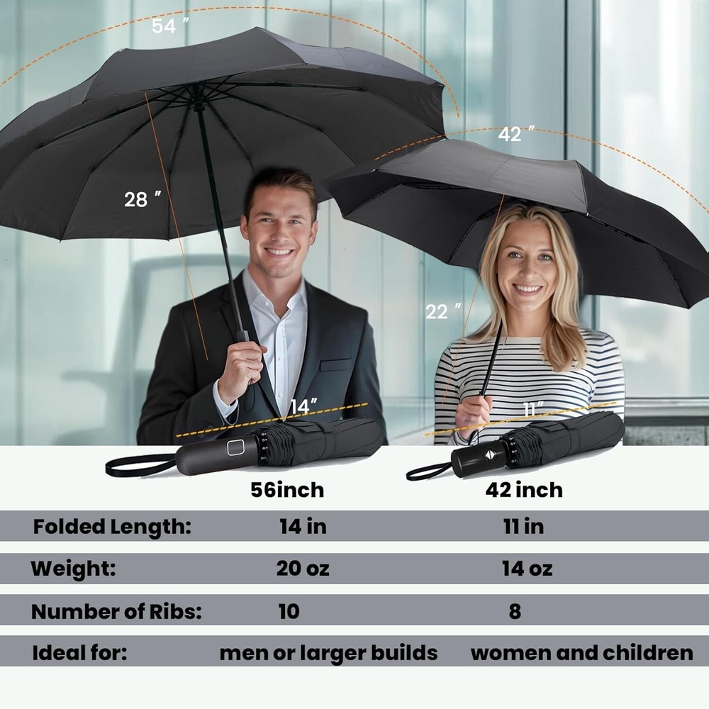 Windproof Travel Compact Umbrella-Automatic Umbrellas for Rain-Compact Folding U