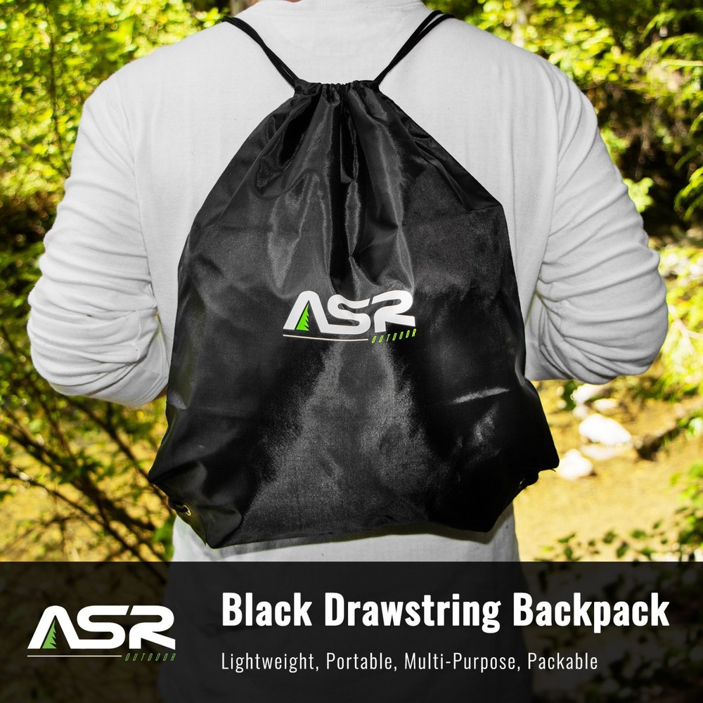 ASR Outdoor Black Drawstring Security Strings Bag with Stopper