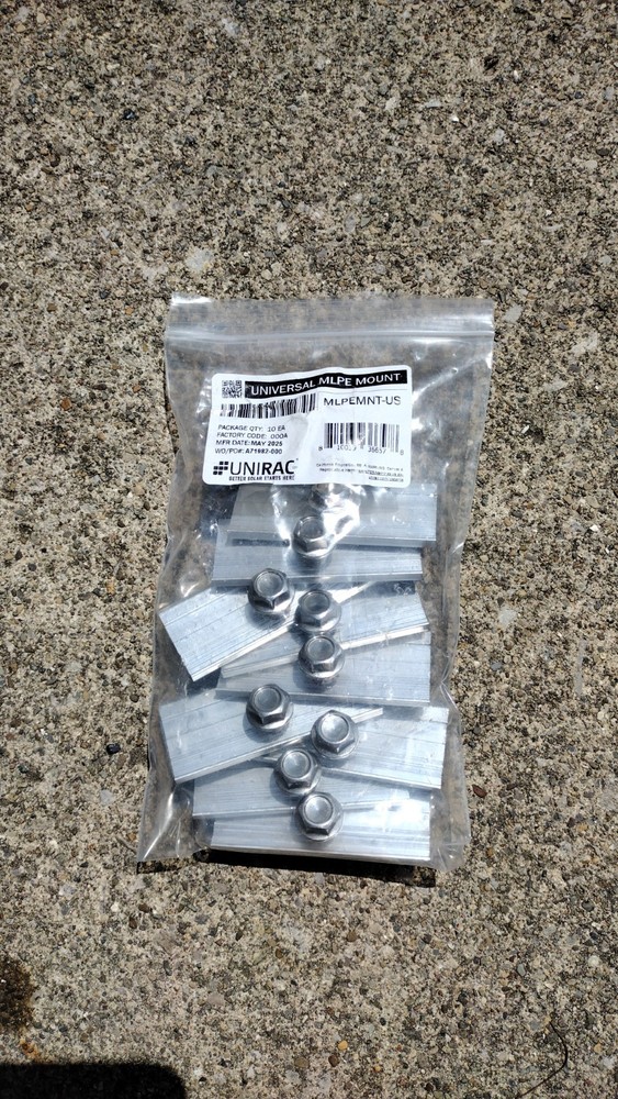 New Unirac Universal MLPE Mounting Kit, 10 pack