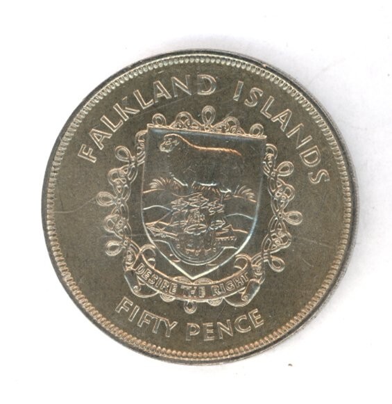 FALKLAND ISLANDS ~ 1977 ~ 50 PENCE ~ BU