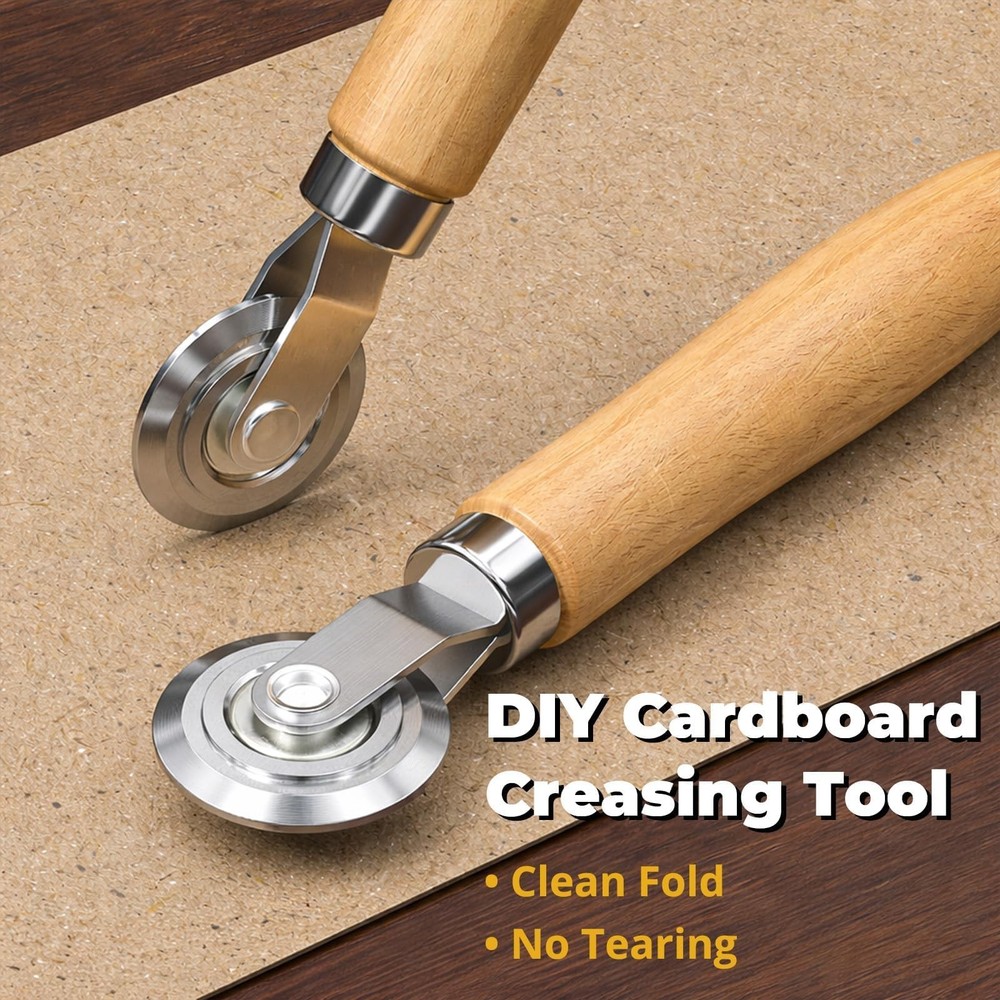 Box Resizer Tool Kit, 1.2mm Cardboard Scoring with Solid Natural-wood